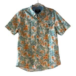 Chubbies Men Large Floral Print Short Sleeve Button Down Shirt Aloha Summer